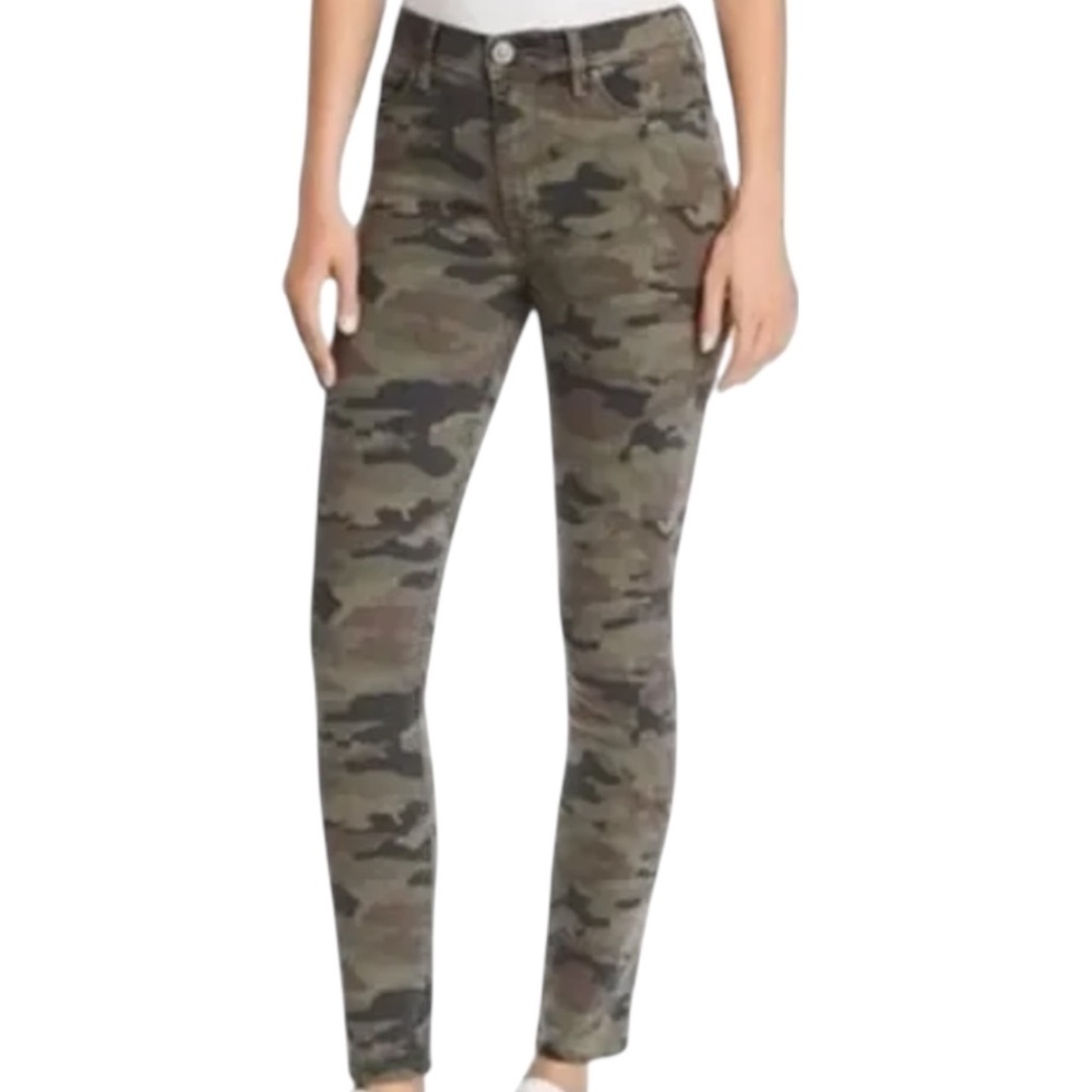 HUDSON BARBARA HIGH WASIT SUPER SKINNY ANKLE JEANS IN CAMO PRINT
